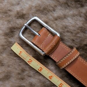 Tan Leather Belt with Silver Buckle